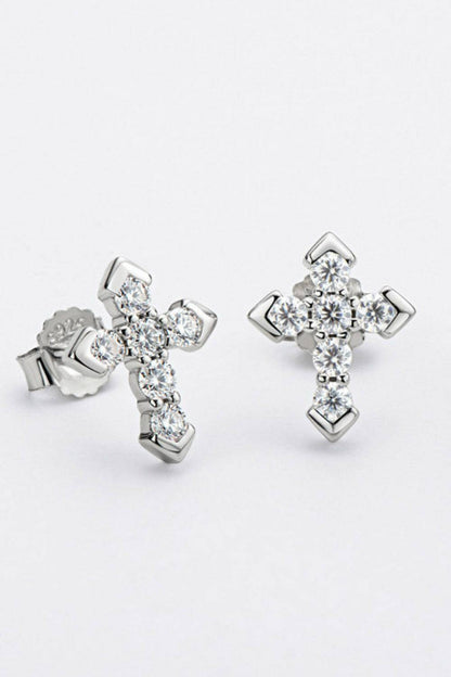 Moissanite Cross Stud Earrings.