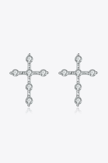 Zircon Cross 925 Sterling Silver Earrings - Carri's Cache