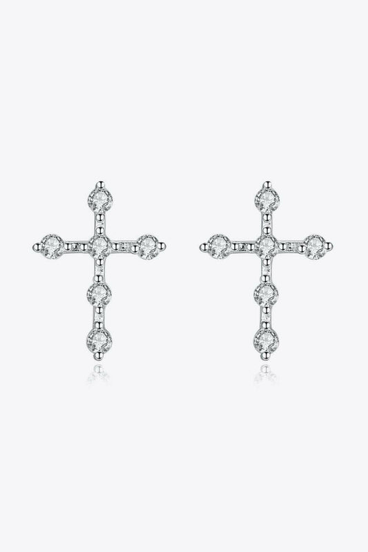 Zircon Cross 925 Sterling Silver Earrings - Carri's Cache