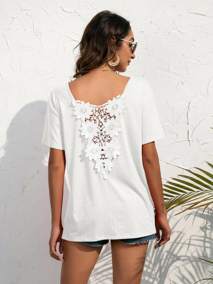 Lace Trim Short Sleeve Top - Carri's Cache