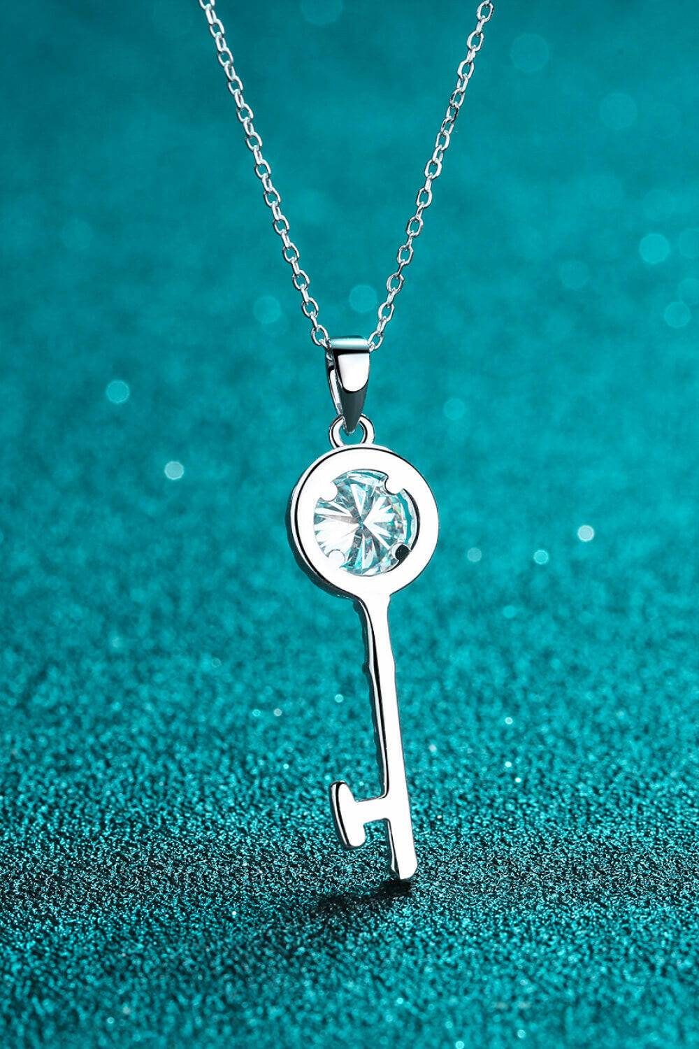 Moissanite Key Pendant Necklace.