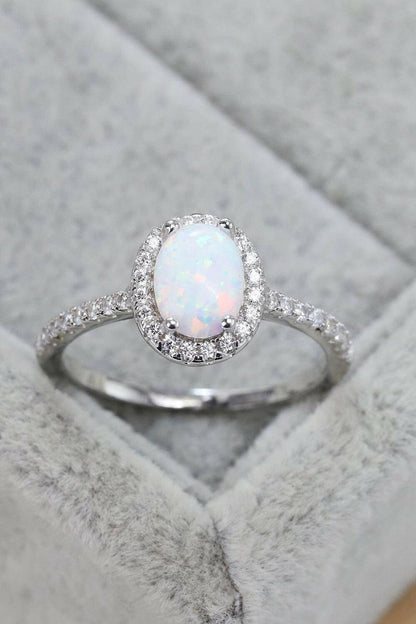 Opal 925 Sterling Silver Halo Ring - Carri's Cache