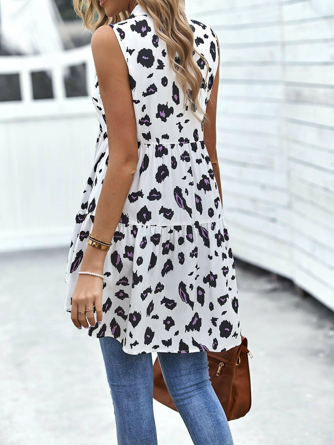 Leopard High-Low Sleeveless Shirt - Carri's Cache