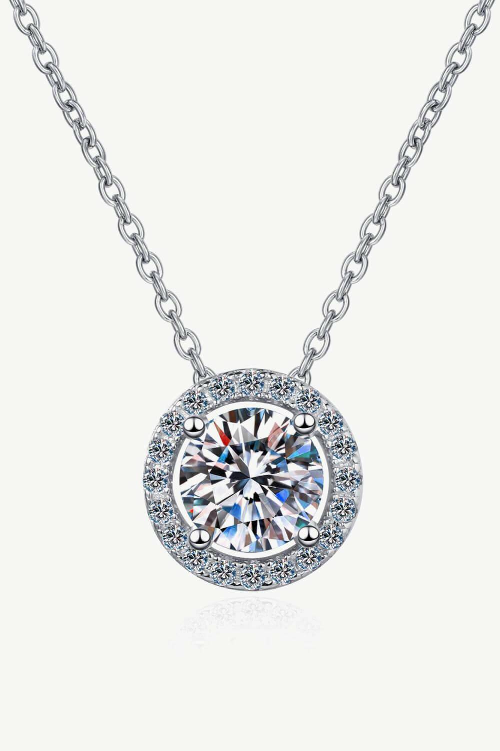 1 Carat Moissanite Round Pendant Chain Necklace - Carri's Cache