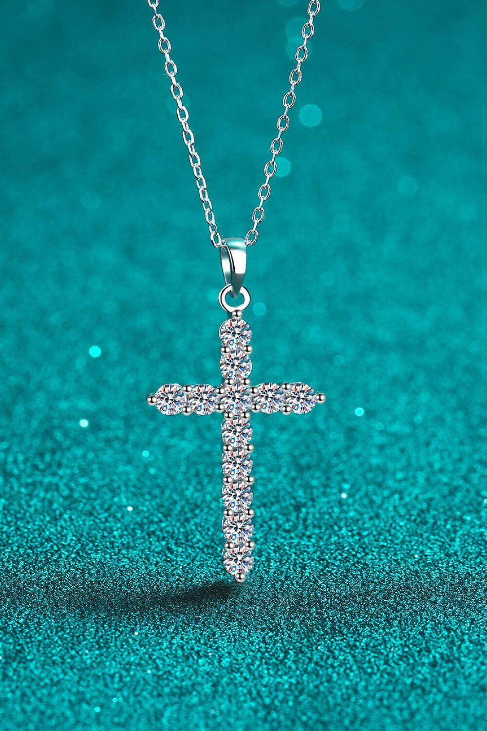 Moissanite Cross Pendant Chain Necklace - Carri's Cache