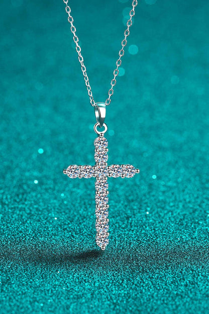 Moissanite Cross Pendant Chain Necklace - Carri's Cache