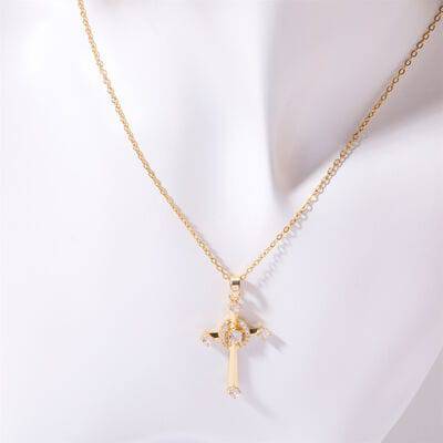 Stainless Steel Inlaid Zircon Cross Necklace - Carri's Cache