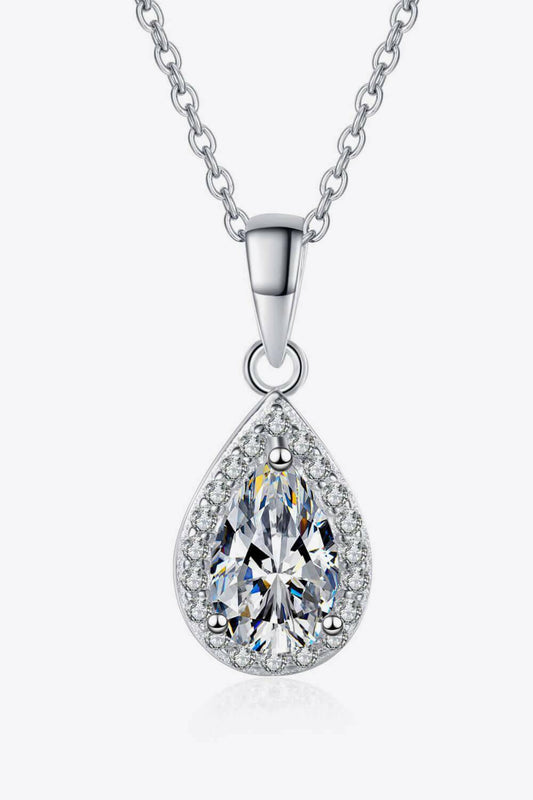 Moissanite Teardrop Pendant Necklace - Carri's Cache