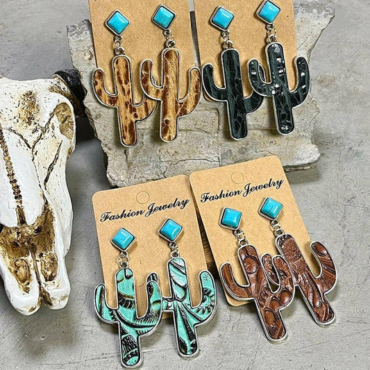 Turquoise Cactus Earrings - Carri's Cache