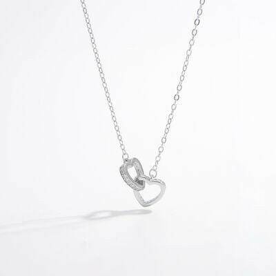 925 Sterling Silver Inlaid Zircon Heart Necklace - Carri's Cache