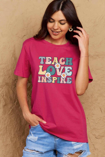 Simply Love Full Size TEACH LOVE INSPIRE Graphic Cotton T-Shirt - Carri's Cache