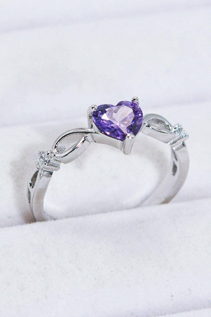 Crystal Heart 925 Sterling Silver Ring.