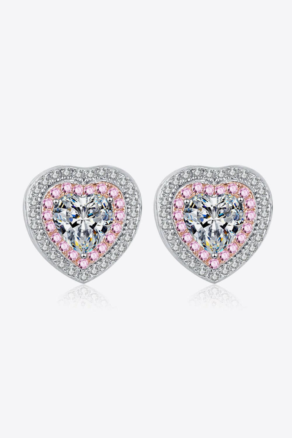 Moissanite Heart-Shaped Stud Earrings.