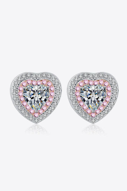 Moissanite Heart-Shaped Stud Earrings.