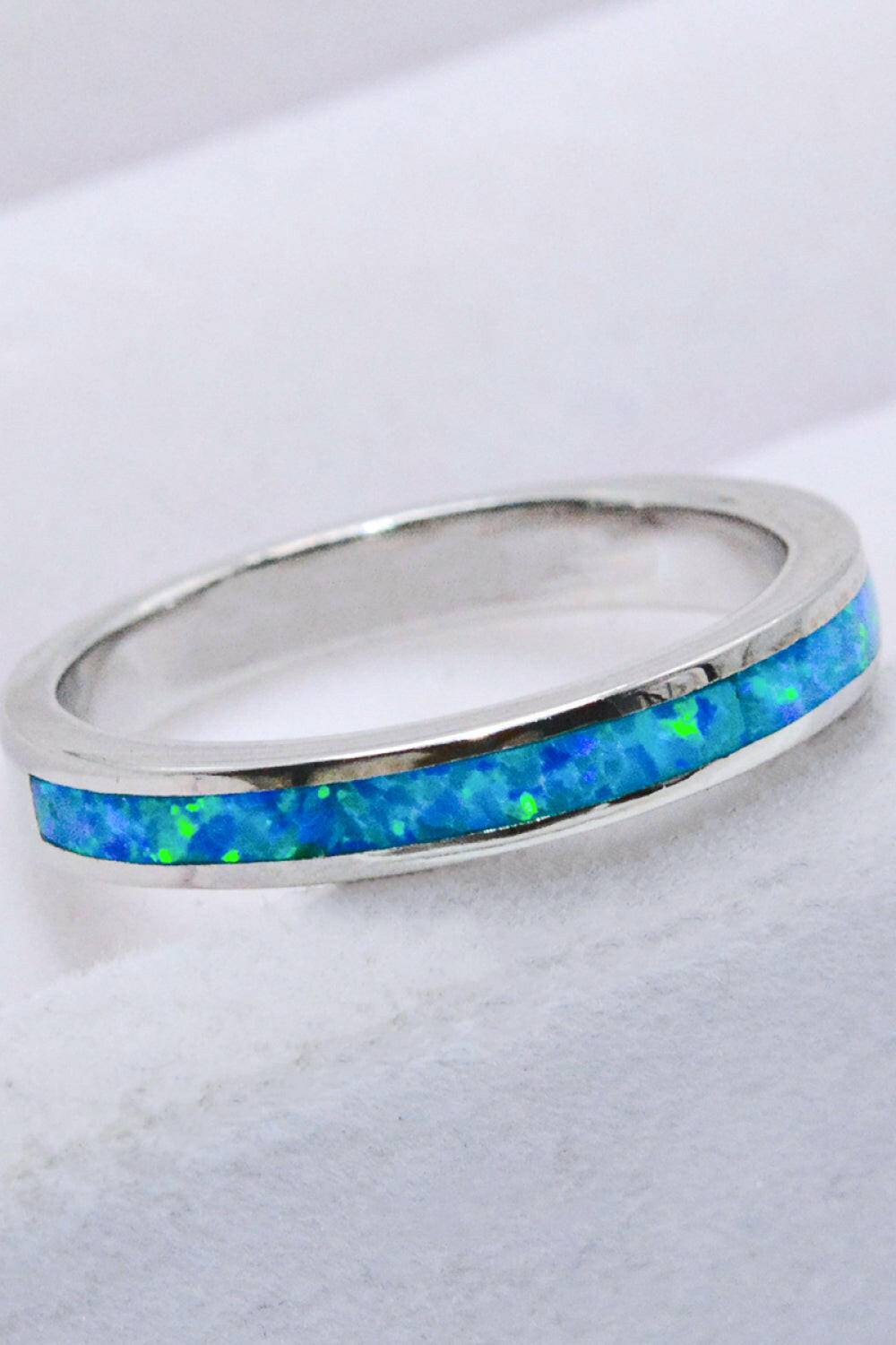 925 Sterling Silver Opal Ring in Sky Blue.