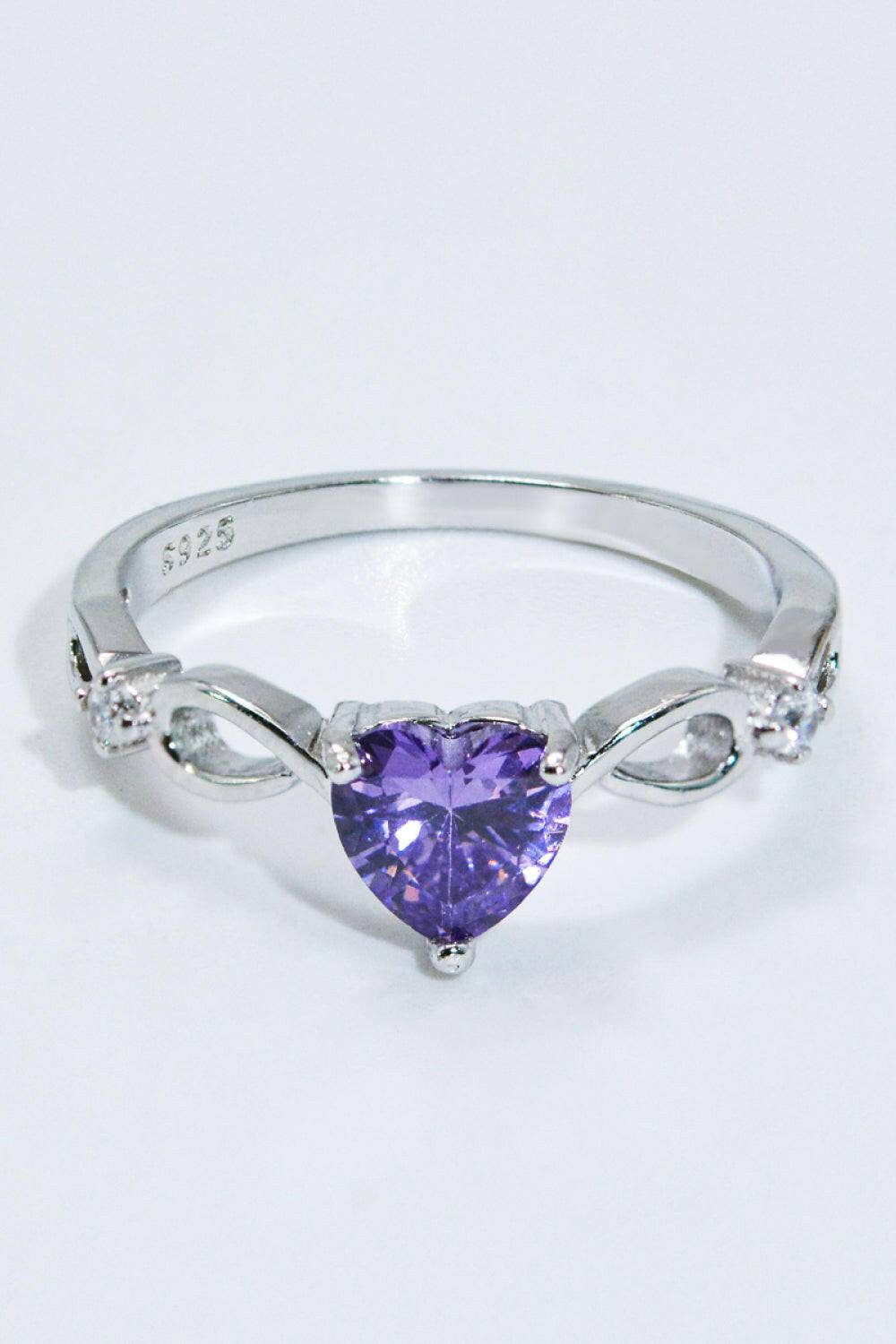 Crystal Heart 925 Sterling Silver Ring.