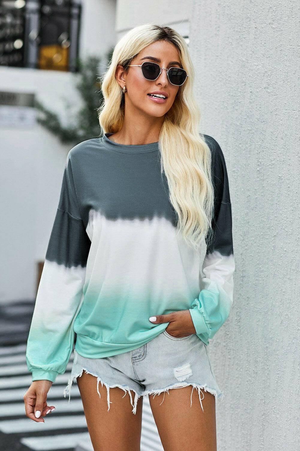 Drop Shoulder Round Neck Sweatshirt.