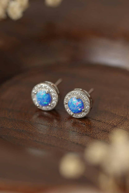 Opal 4-Prong Round Stud Earrings.