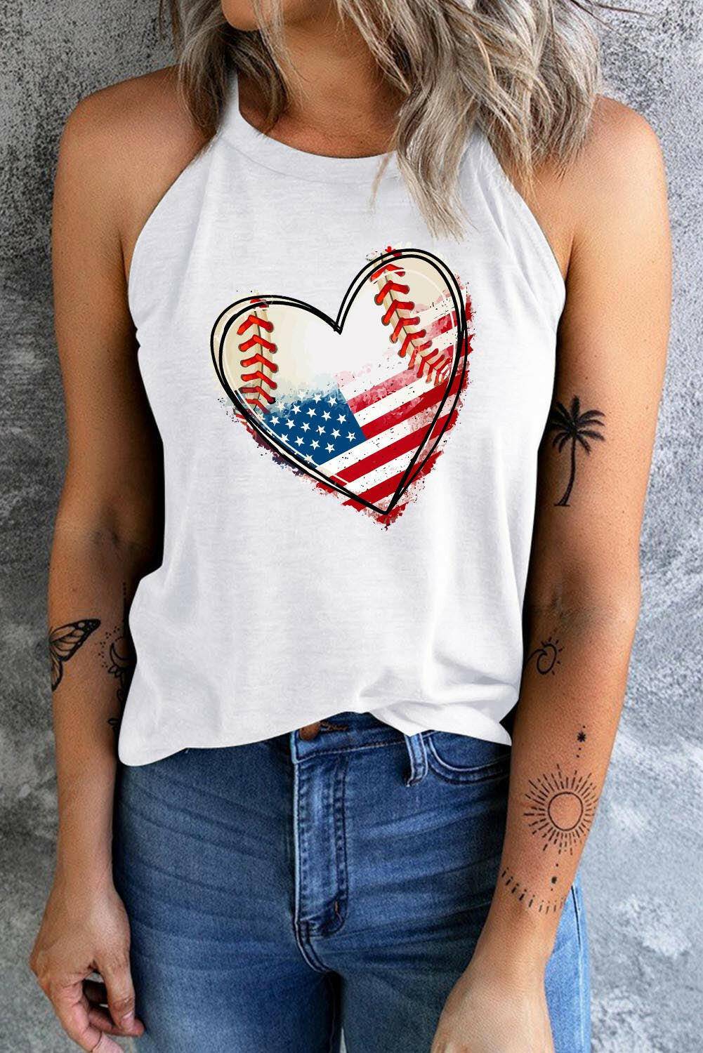 US Flag Heart Graphic Tank - Carri's Cache