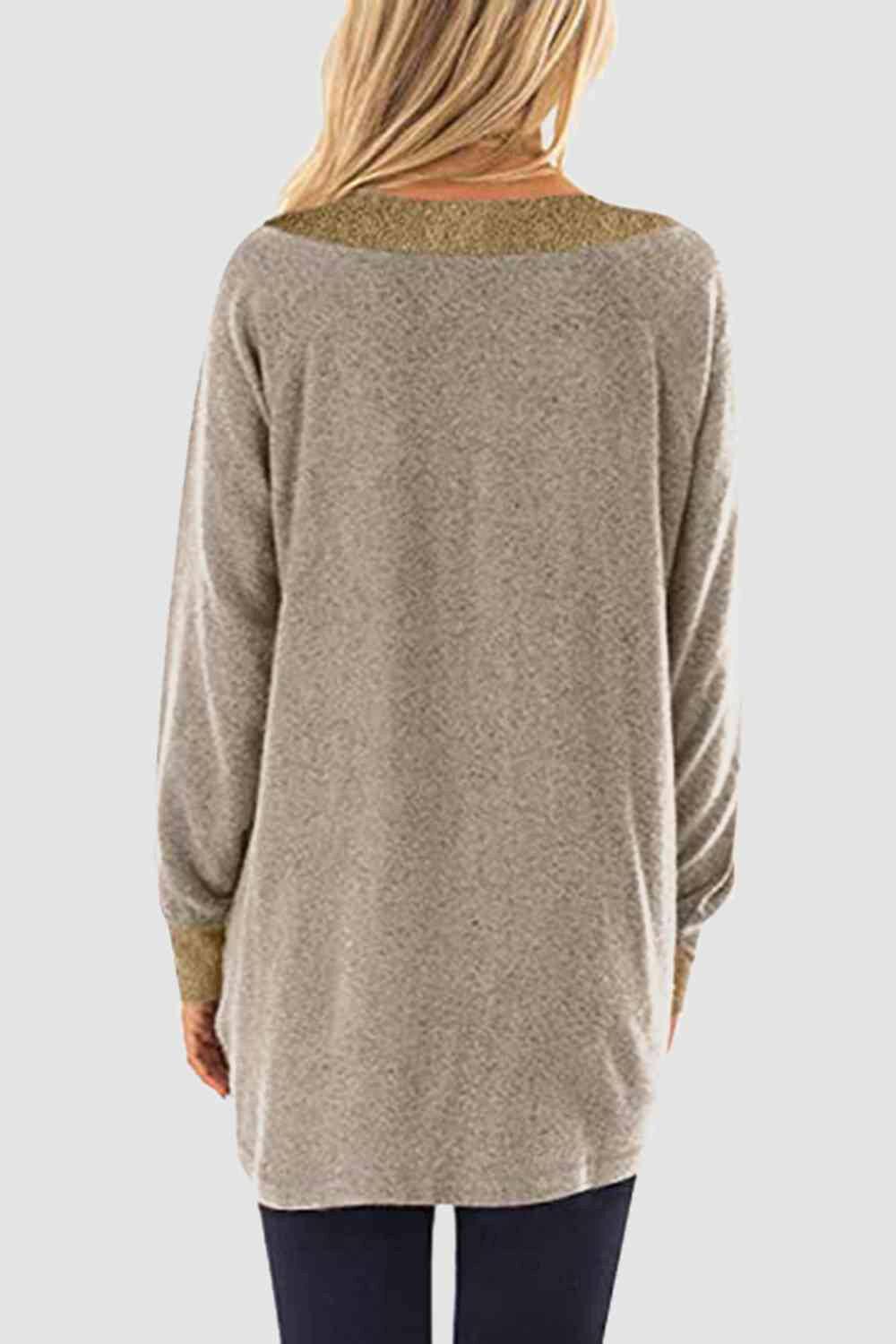 V-Neck Long Sleeve Sweatshirt with Pockets - Carri's Cache