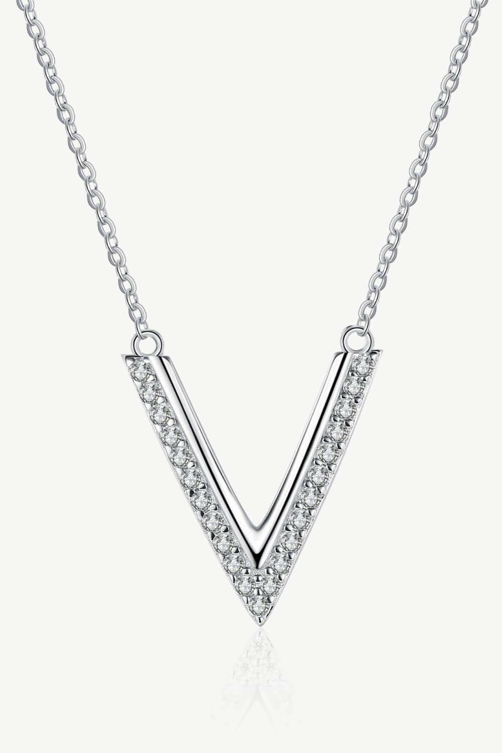 Sterling Silver V Letter Pendant Necklace - Carri's Cache