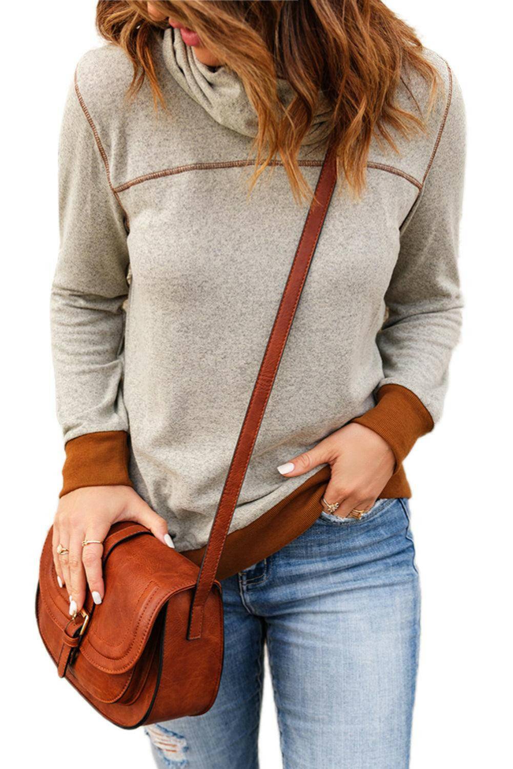 Contrast Cowl Neck Top - Carri's Cache