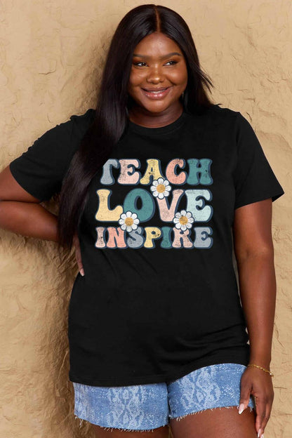 Simply Love Full Size TEACH LOVE INSPIRE Graphic Cotton T-Shirt - Carri's Cache