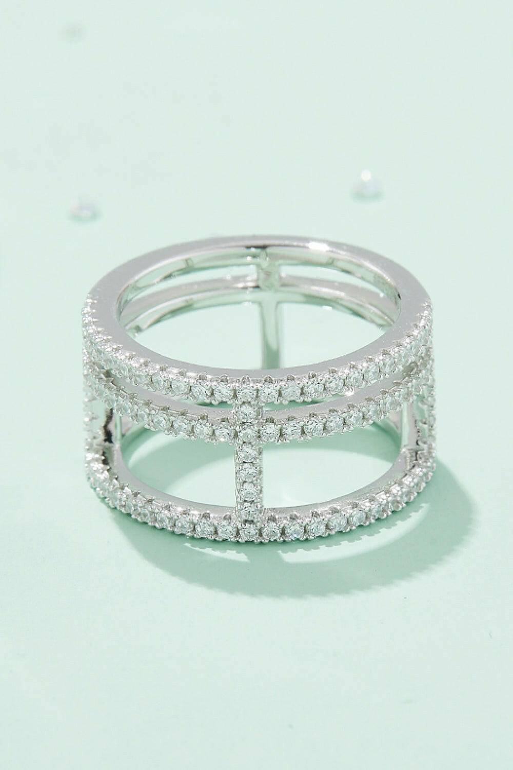 Moissanite Cutout Wide Ring - Carri's Cache