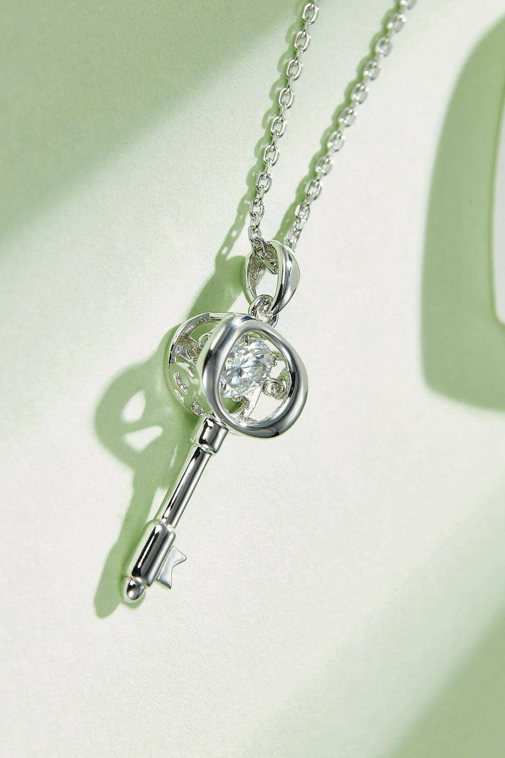 Moissanite Key Pendant Necklace - Carri's Cache