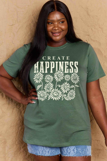 Simply Love Full Size CREATE HAPPINESS Graphic Cotton T-Shirt - Carri's Cache