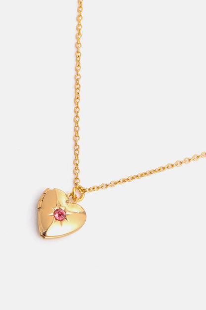 Zircon Heart Shape 14K Gold-Plated Pendant Necklace - Carri's Cache