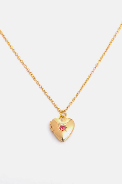 Zircon Heart Shape 14K Gold-Plated Pendant Necklace - Carri's Cache