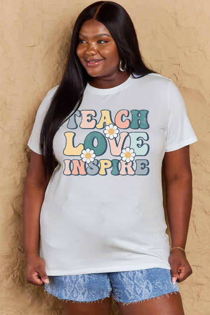 Simply Love Full Size TEACH LOVE INSPIRE Graphic Cotton T-Shirt - Carri's Cache