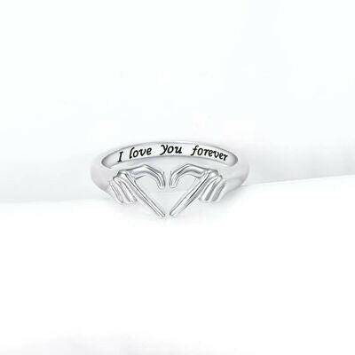 Hand Heart Shape 925 Sterling Silver Open Ring - Carri's Cache