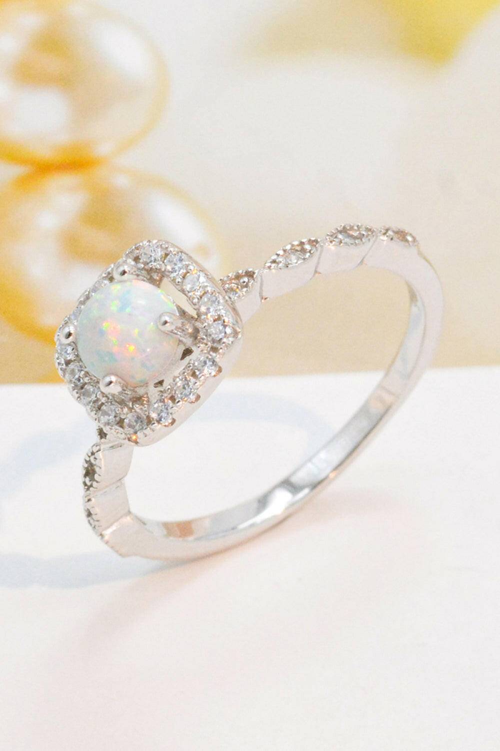 925 Sterling Silver Inlaid Opal Ring.