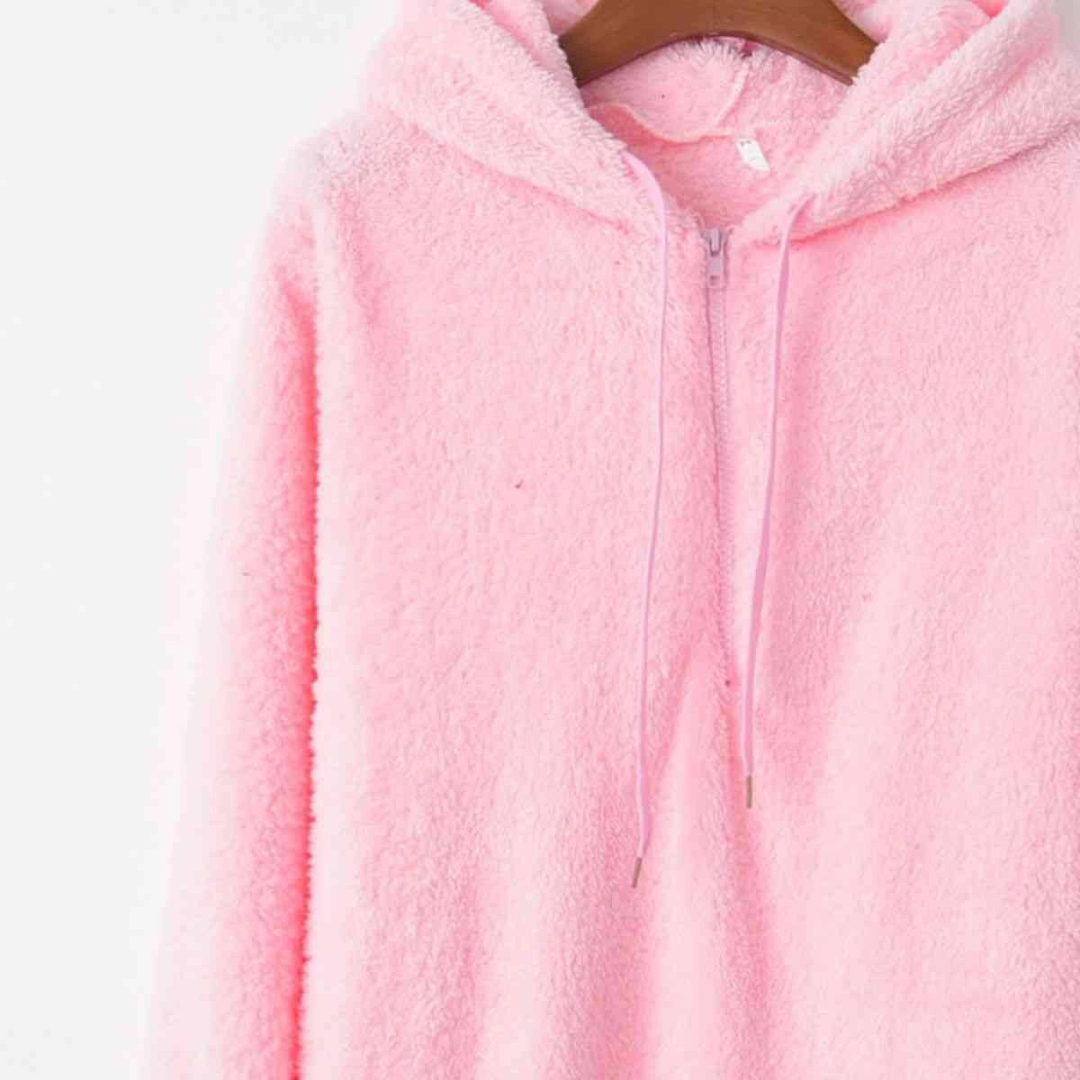 Quarter-Zip Drawstring Teddy Hoodie - Carri's Cache