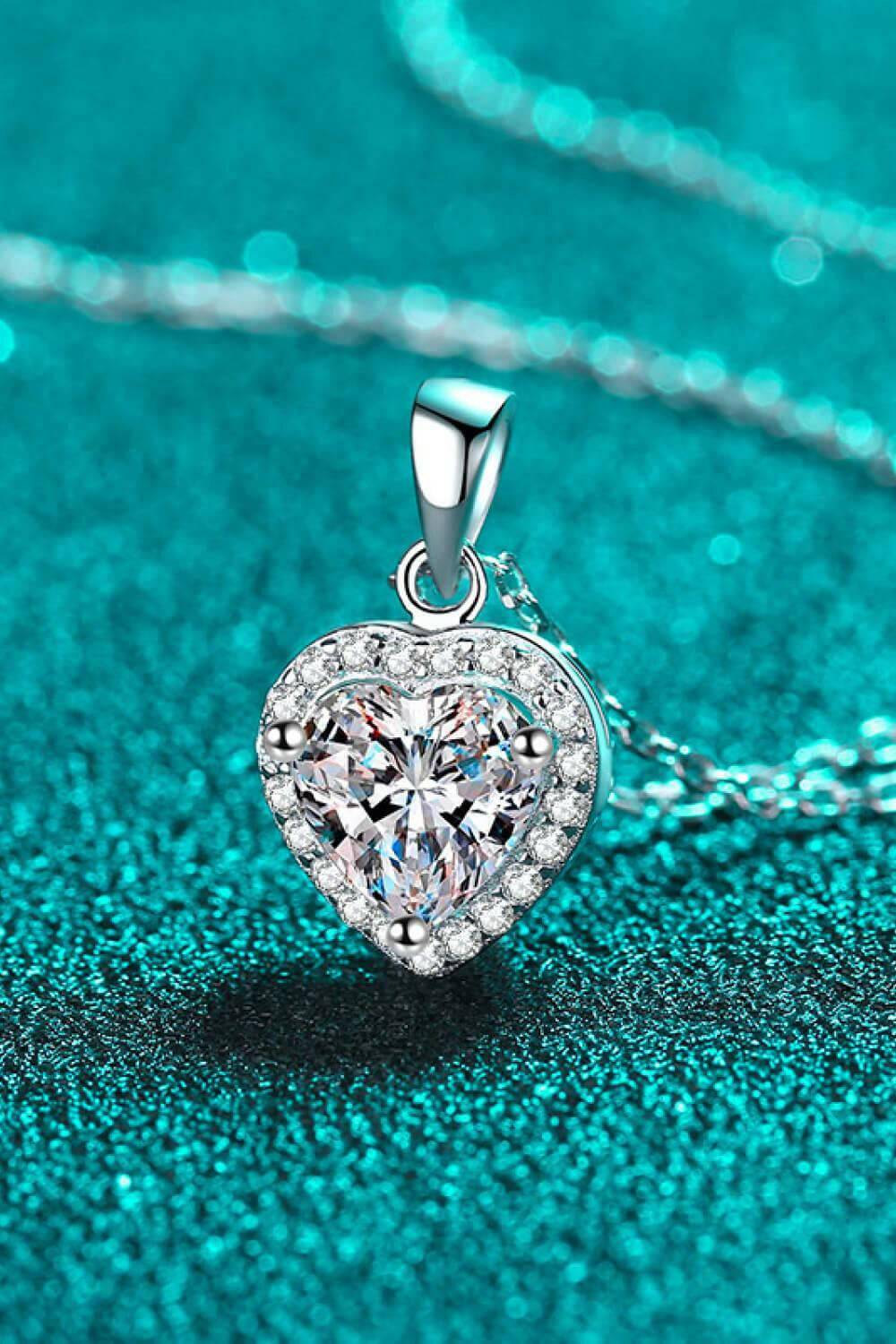 1 Carat Moissanite Heart Pendant Chain Necklace - Carri's Cache