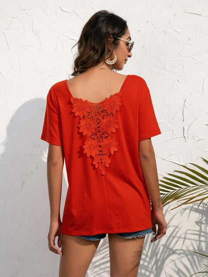 Lace Trim Short Sleeve Top - Carri's Cache