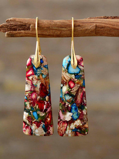 Geometrical Shape Imperial Jasper Dangle Earrings - Carri's Cache