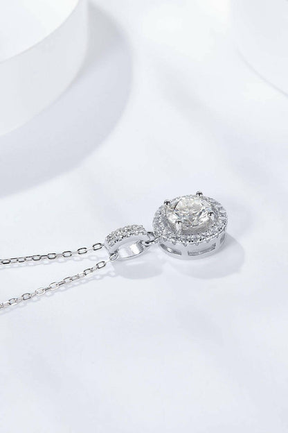 2 Carat Moissanite Round Pendant Necklace.