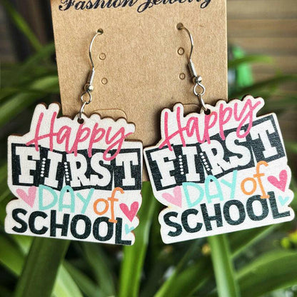 School Theme Wooden Dangle Earrings - Carri's Cache