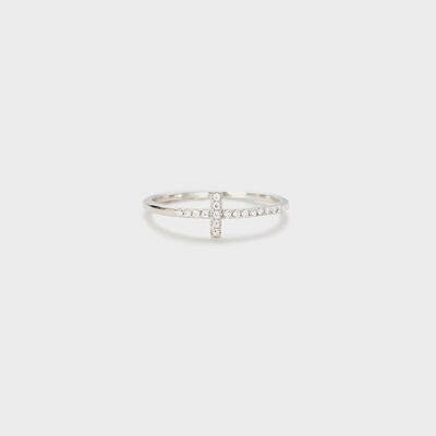 Cross Inlaid Zircon 925 Sterling Silver Ring - Carri's Cache