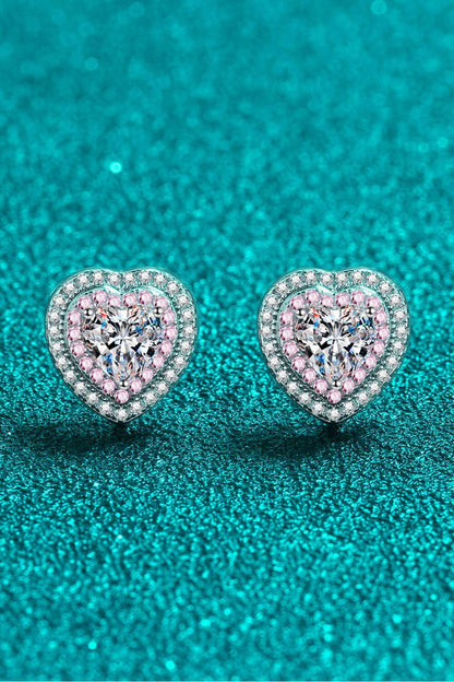 Moissanite Heart-Shaped Stud Earrings.