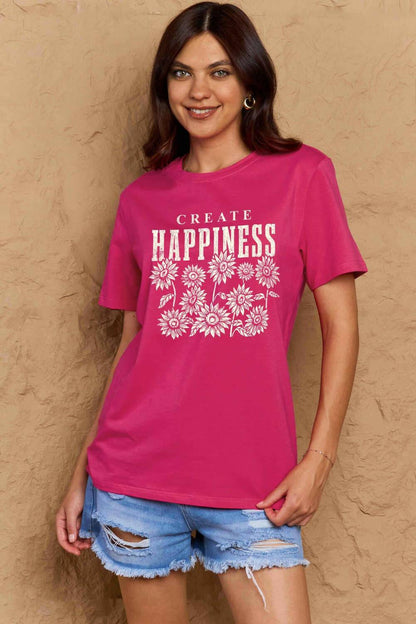 Simply Love Full Size CREATE HAPPINESS Graphic Cotton T-Shirt - Carri's Cache