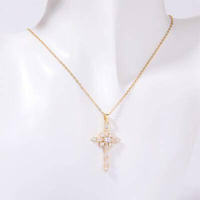 Stainless Steel Inlaid Zircon Cross Necklace - Carri's Cache