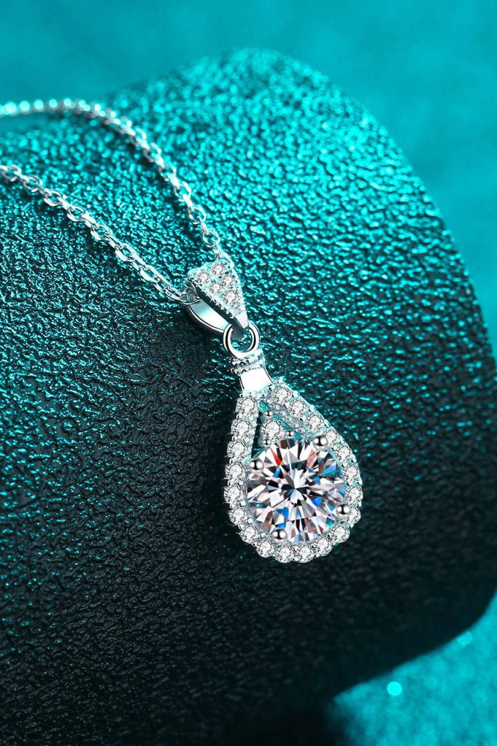 2 Carat Moissanite Teardrop Pendant 925 Sterling Silver Necklace - Carri's Cache