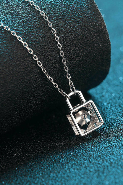 Moissanite Lock Pendant Necklace - Carri's Cache