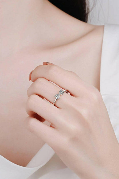 Moissanite Bow Rhodium-Plated Ring.