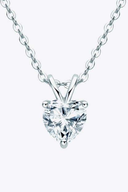 1 Carat Moissanite Heart-Shaped Pendant Necklace.