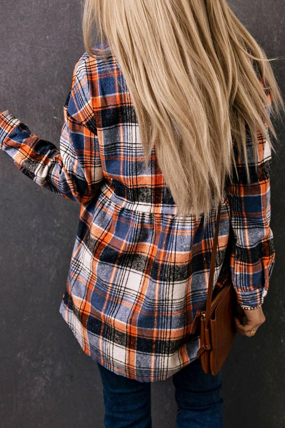 Plaid Button-Front Peplum Shirt.